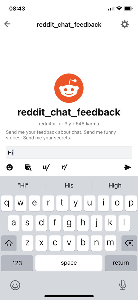 Reddit Chat screenshot