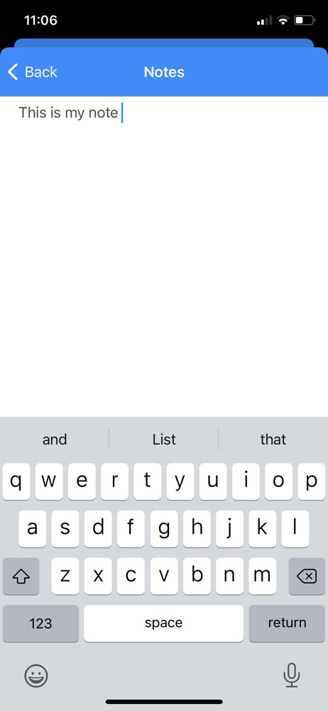 1Password Add note screenshot