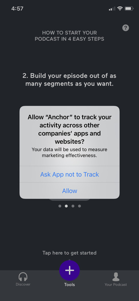 Anchor Enable tracking screenshot