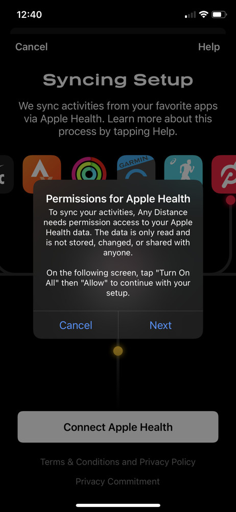 Any Distance Connect Apple Health screenshot