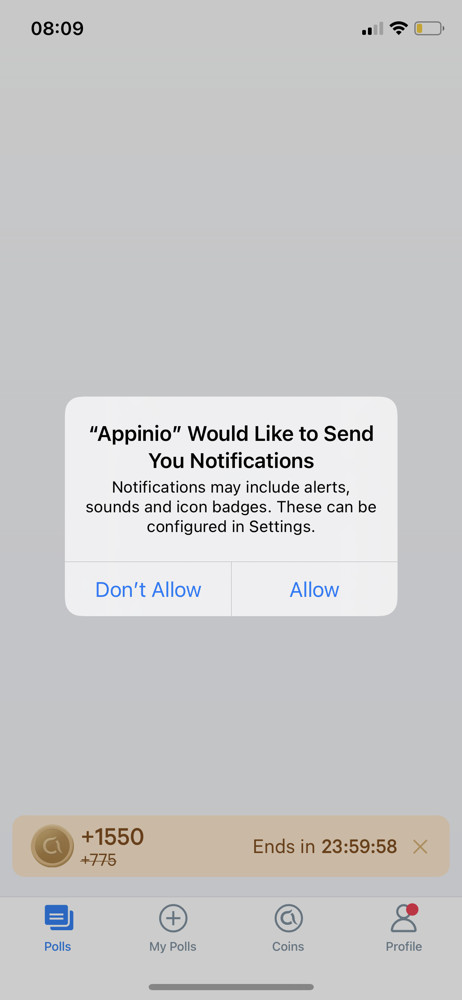 Appinio Enable notifications screenshot