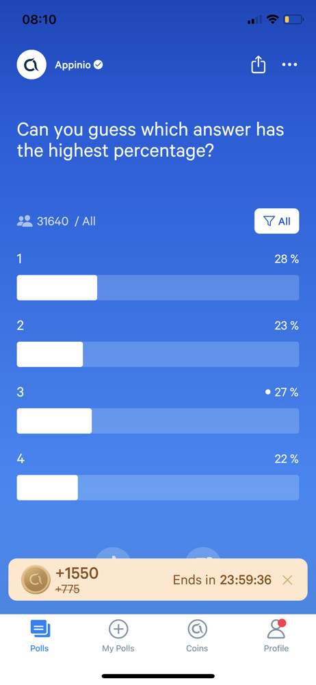 Appinio Poll results screenshot