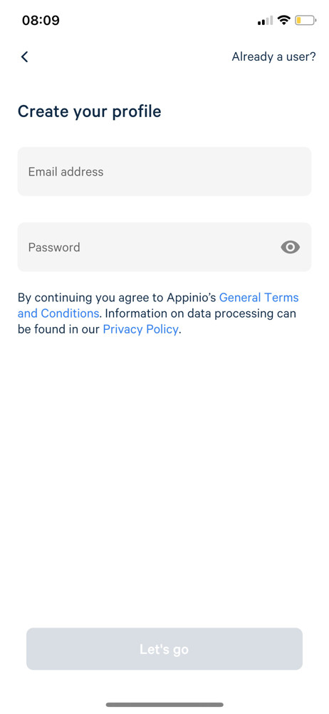 Appinio Sign up screenshot