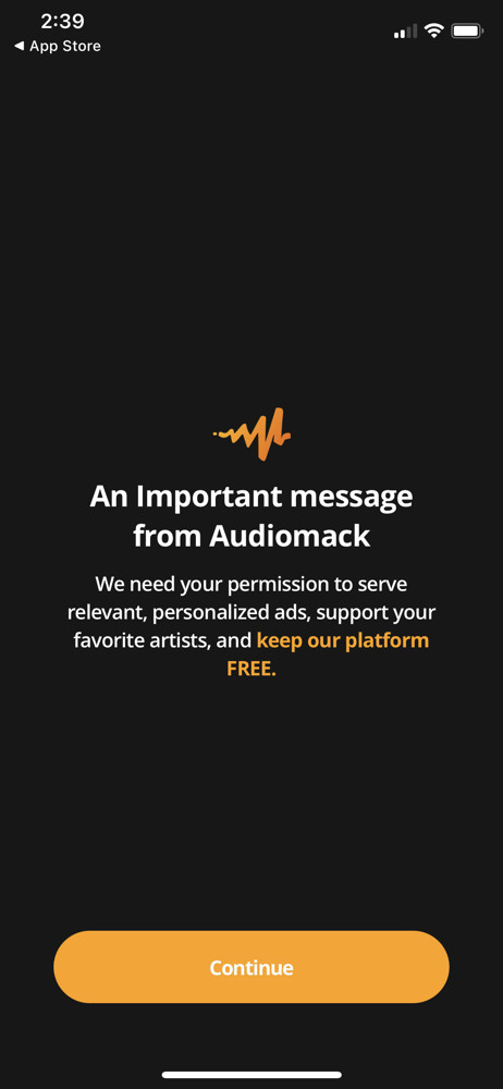 Audiomack Enable tracking screenshot
