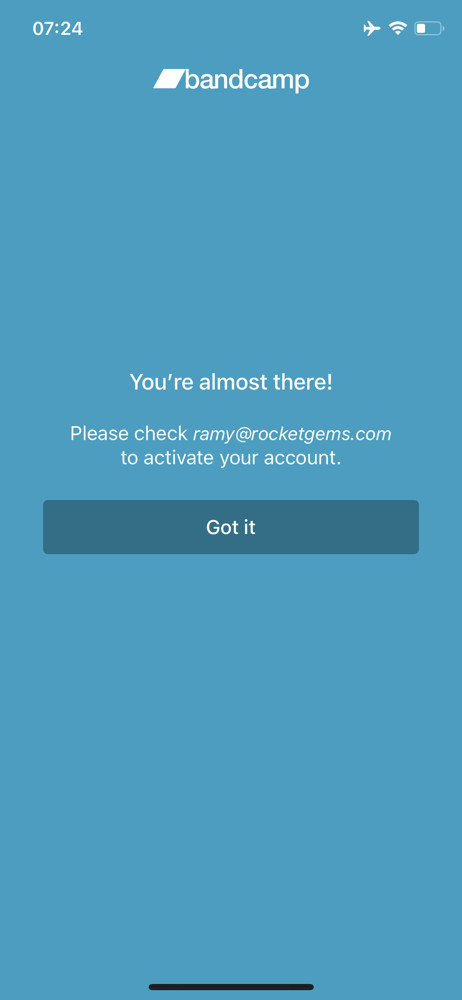 Bandcamp Check inbox screenshot