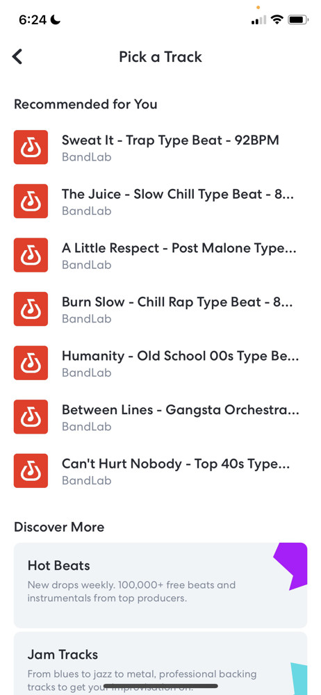 BandLab Select a song screenshot