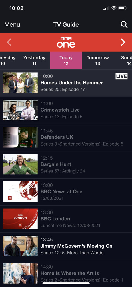 BBC iPlayer Guide screenshot