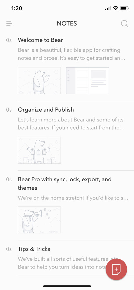Bear notes Notes screenshot