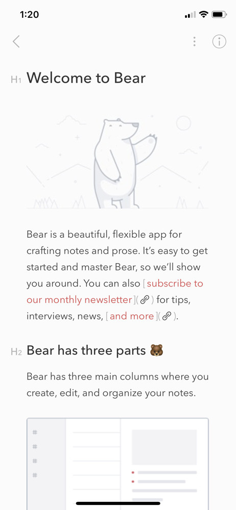 Bear notes Note screenshot