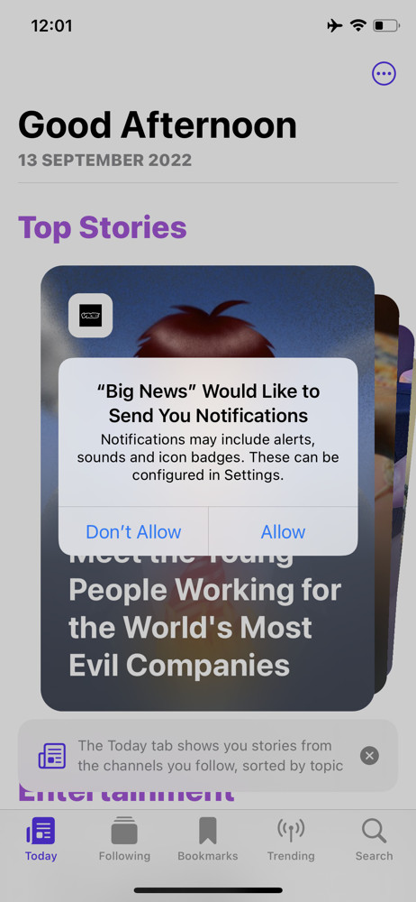 Big News Enable notifications screenshot