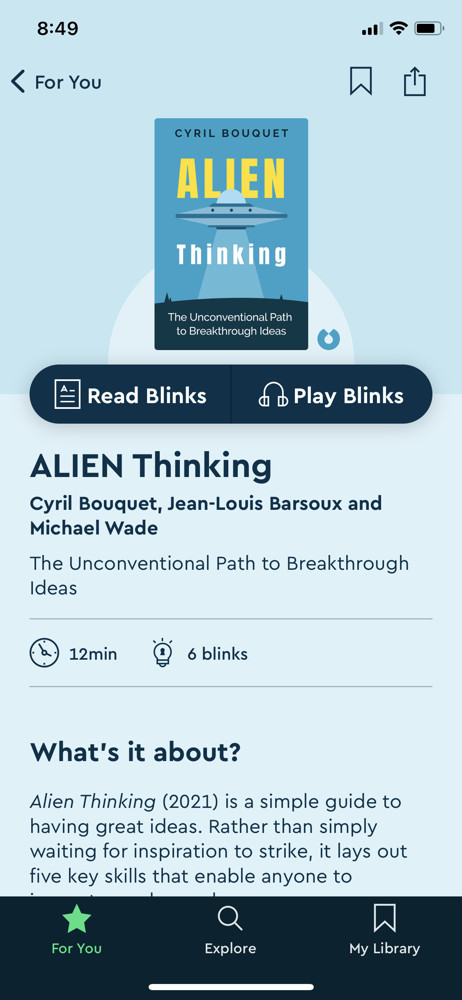 Blinkist Book details screenshot