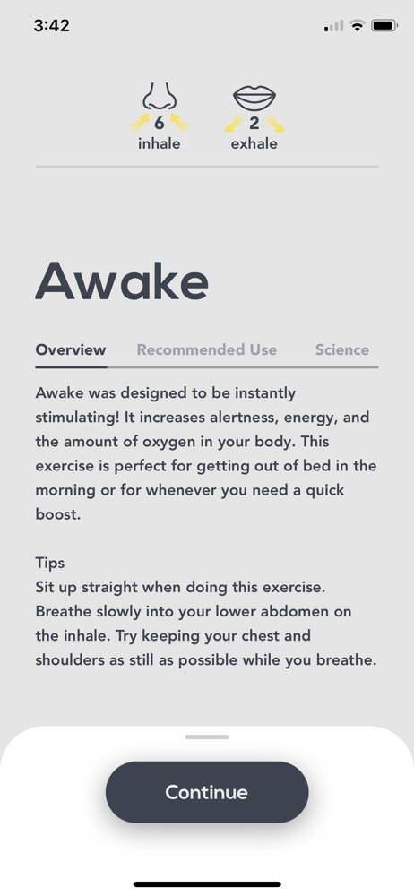 Breathwrk Information screen screenshot