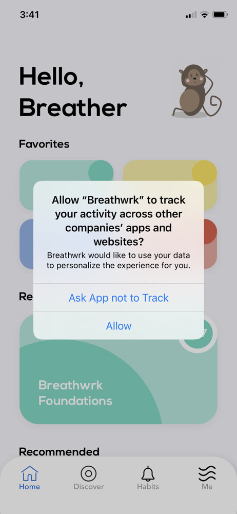 Breathwrk Enable tracking screenshot