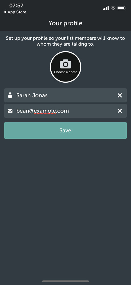Bring Create profile screenshot
