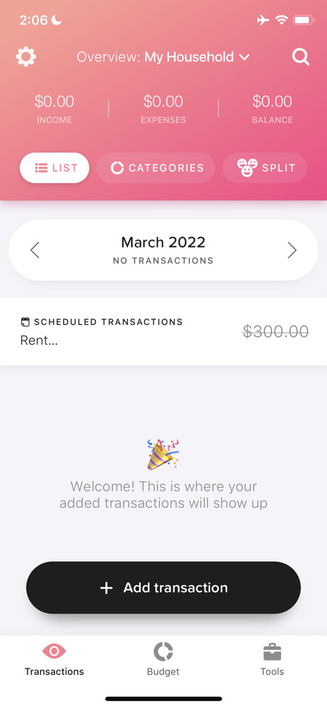 Buddy budget Transactions screenshot