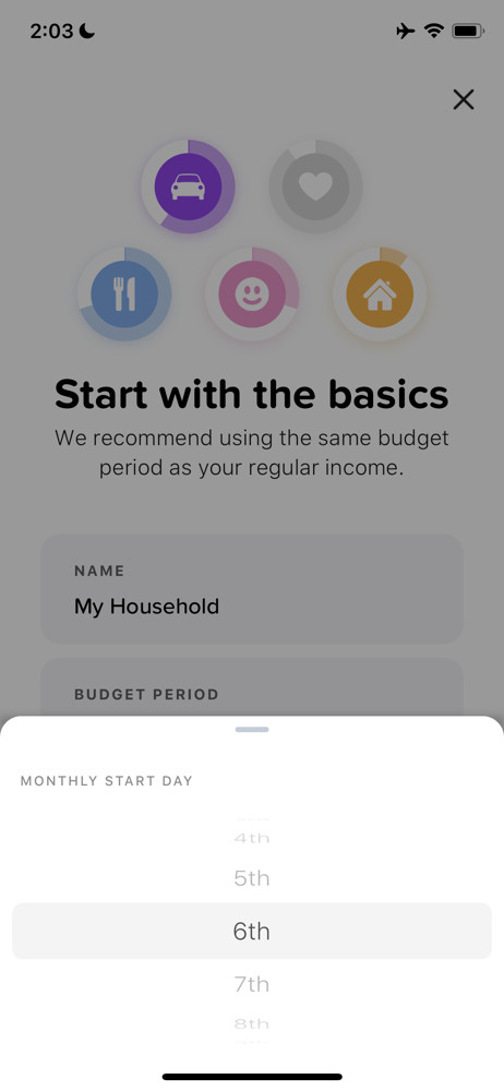 Buddy budget Select date screenshot