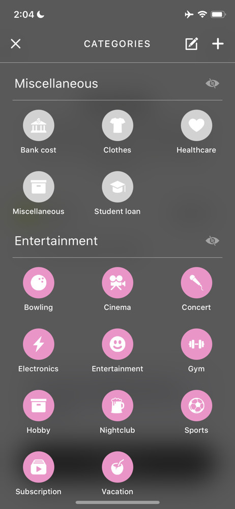 Buddy budget Select category screenshot
