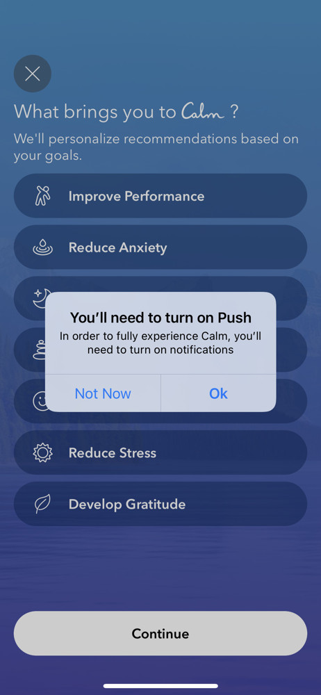 Calm Enable notifications screenshot