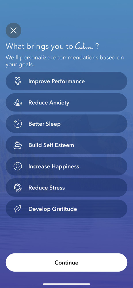 Calm Select goals screenshot