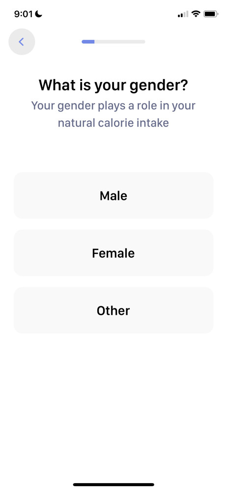 Calory Select gender screenshot