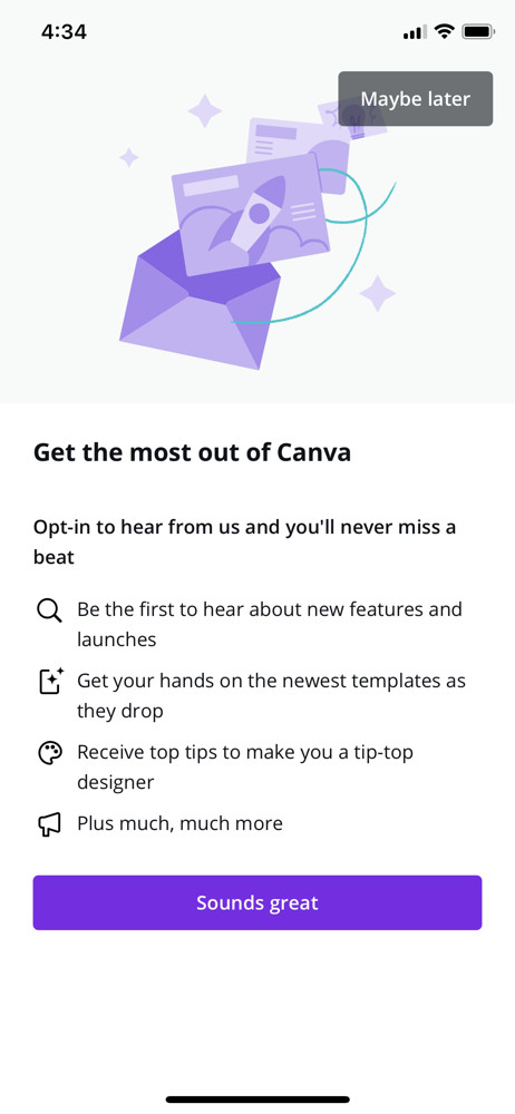 Canva Newsletter opt-in screenshot