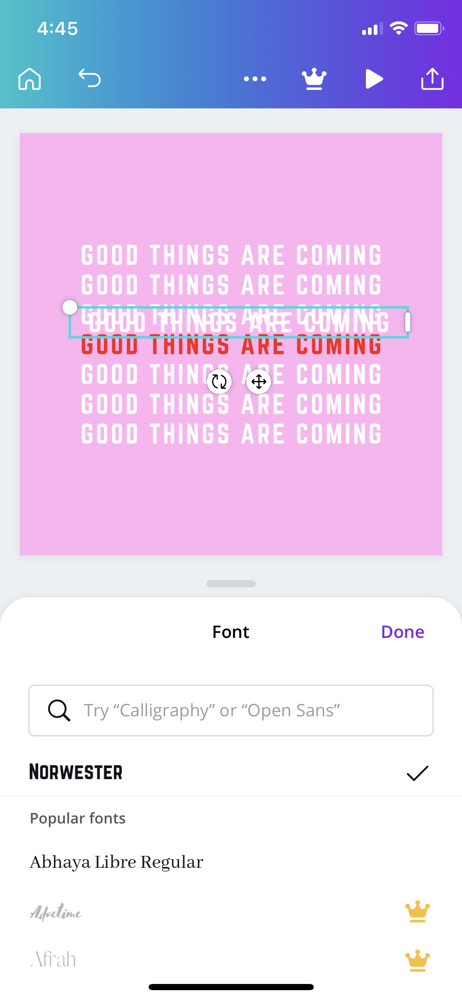 Canva Fonts screenshot