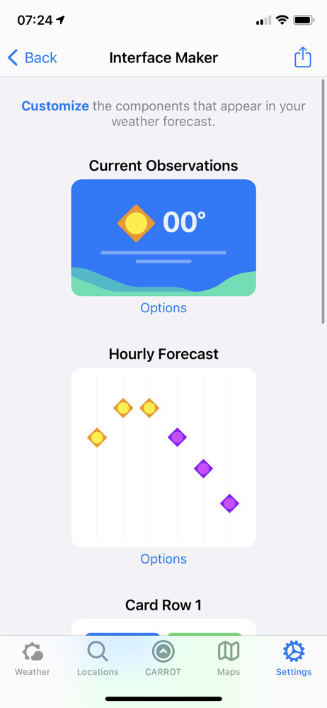 Carrot weather Editor screenshot
