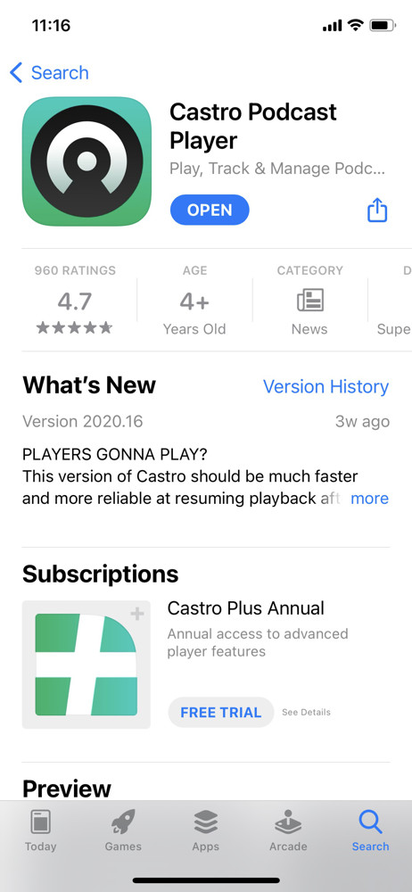 Castro App store listing screenshot