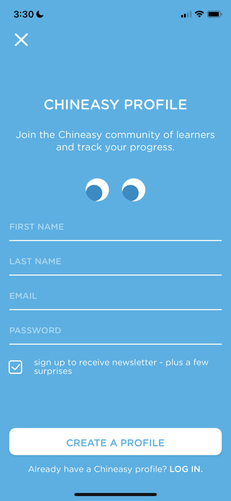 Chineasy Sign up screenshot