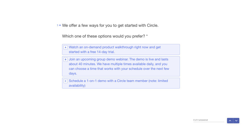 Circle Survey question screenshot