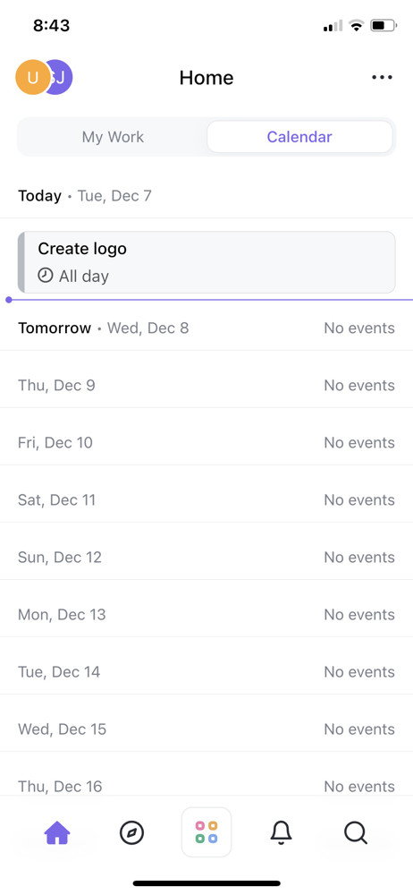 ClickUp Calendar screenshot