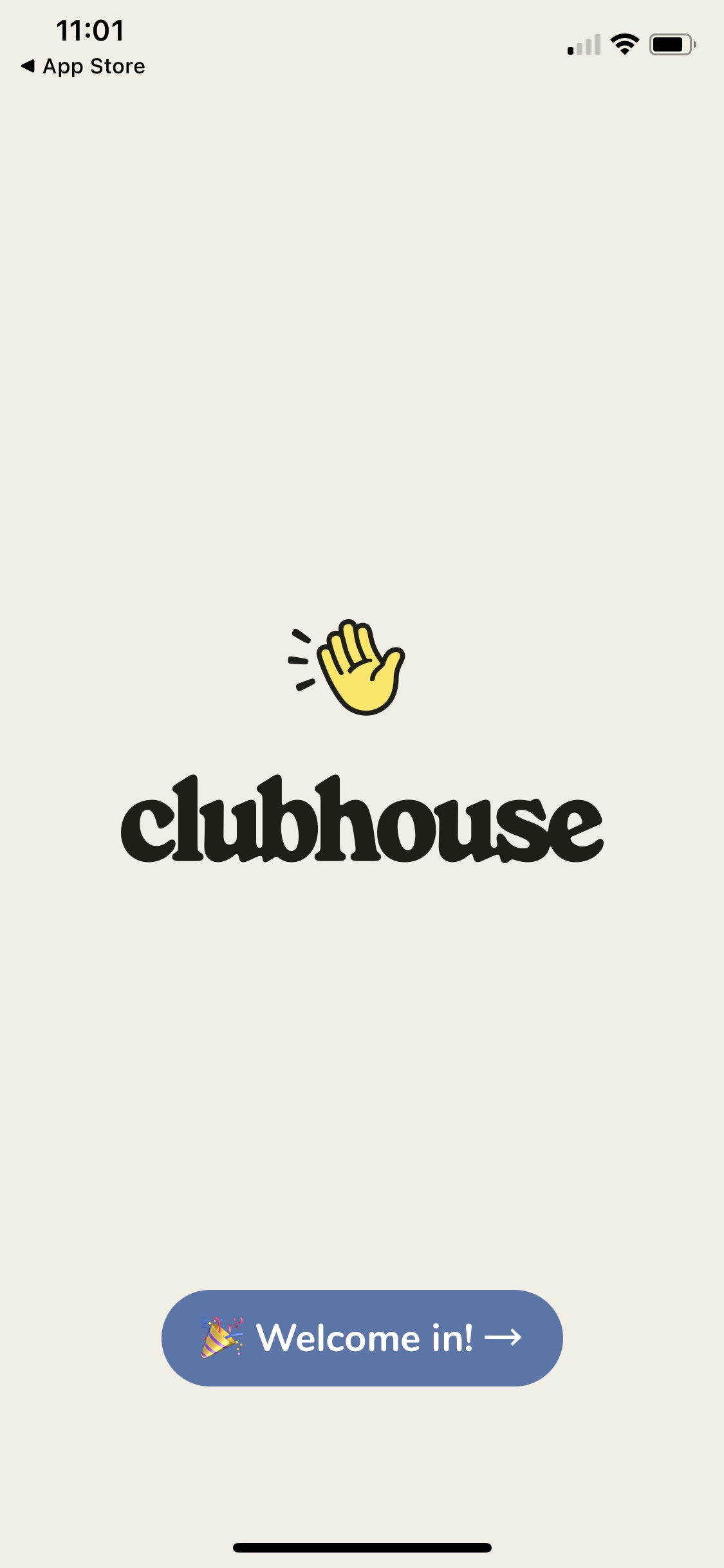 Screenshot of Clubhouse - Start screen