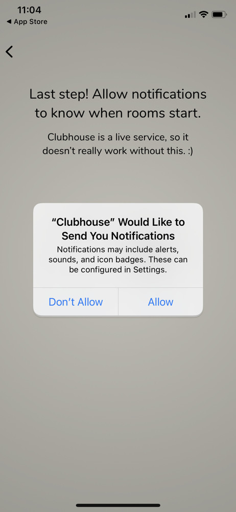 Clubhouse Enable notifications screenshot