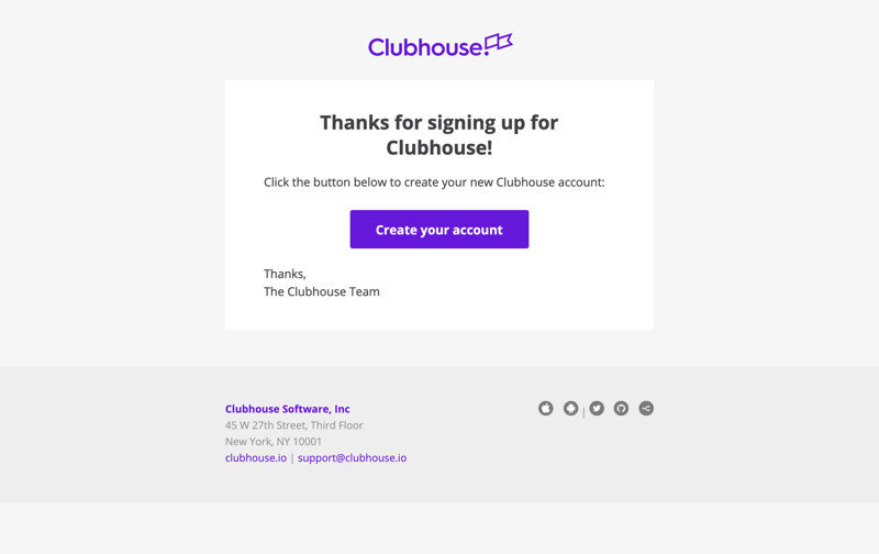 Clubhouse (now Shortcut) Verify email screenshot