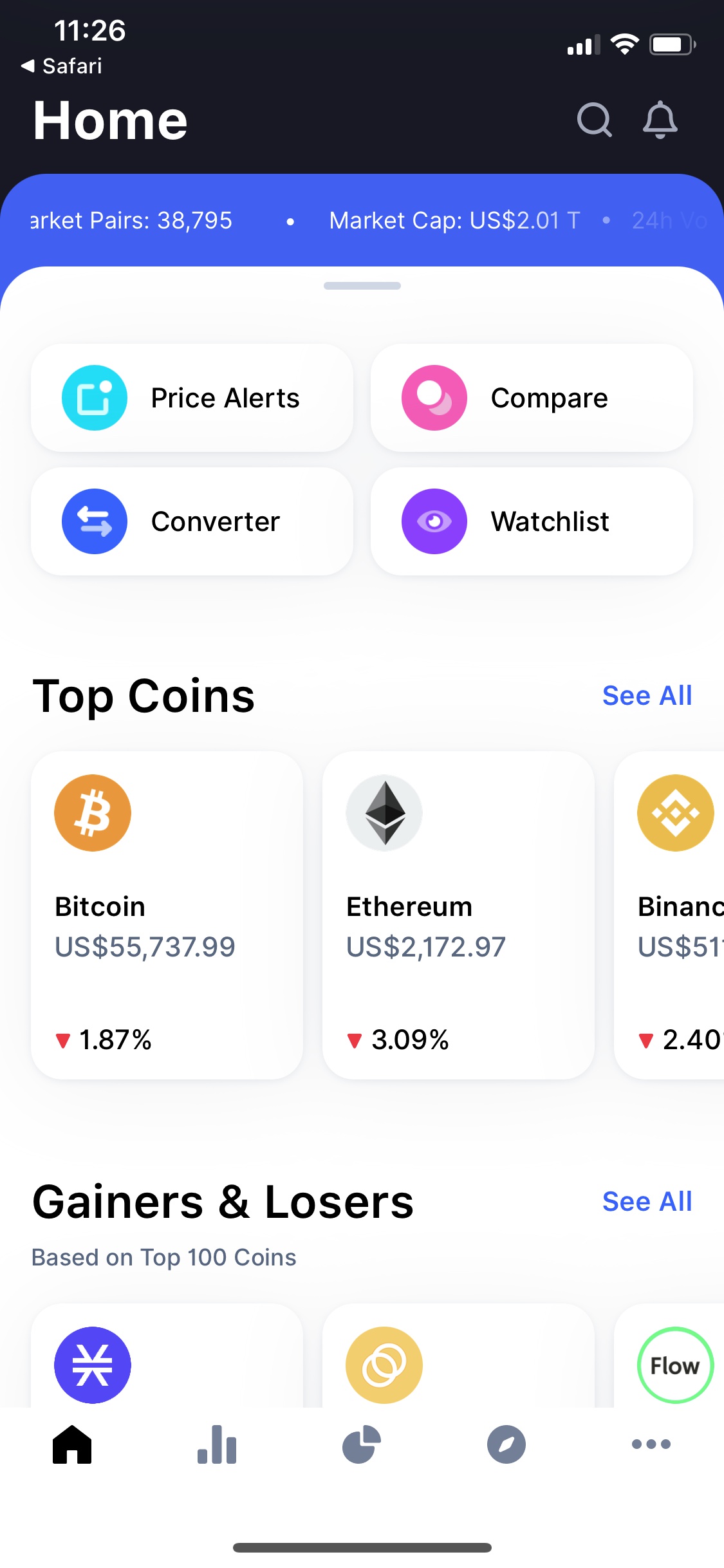 Screenshot of CoinMarketCap - Home