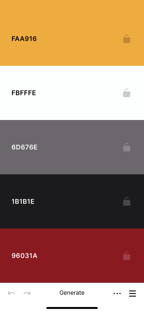 Coolors Color palette screenshot