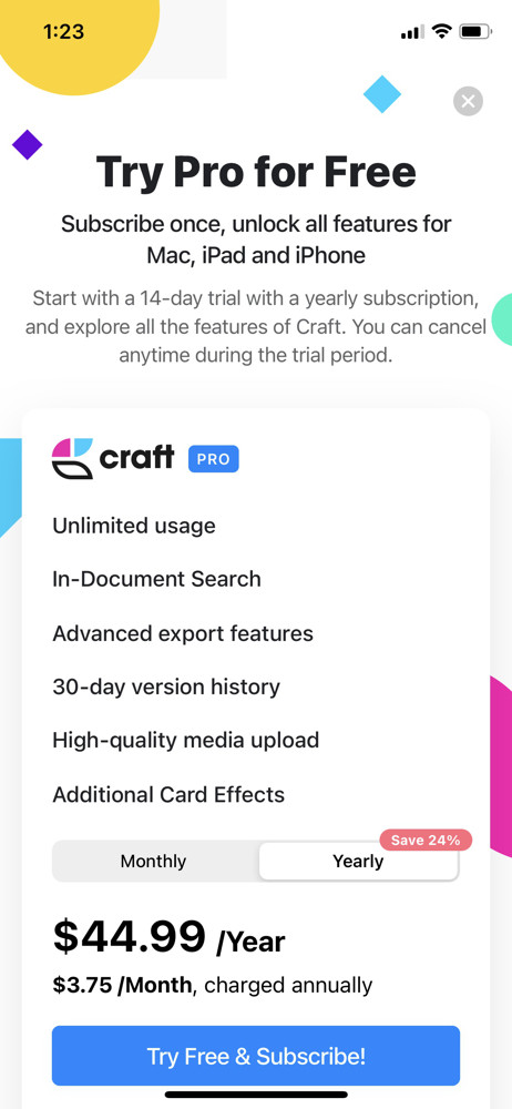 Craft.do Upgrade screenshot