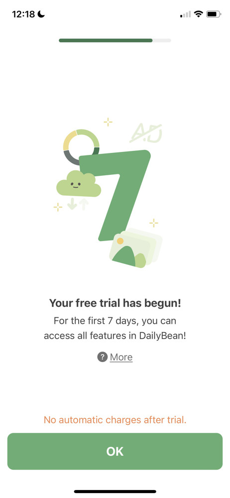 DailyBean Start trial screenshot