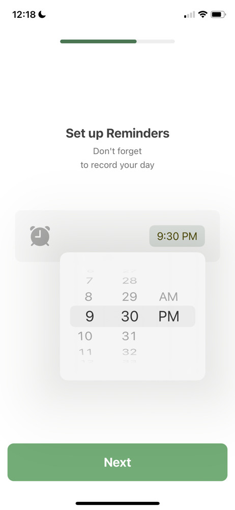 DailyBean Set reminders screenshot