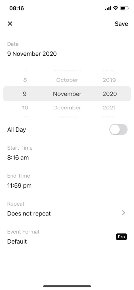 Days Select date screenshot
