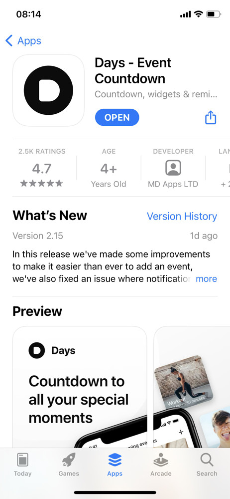 Days App store listing screenshot