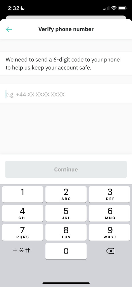 Deliveroo Enter phone number screenshot