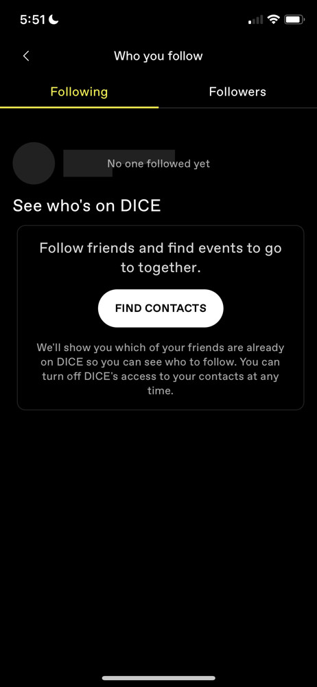 DICE Following screenshot