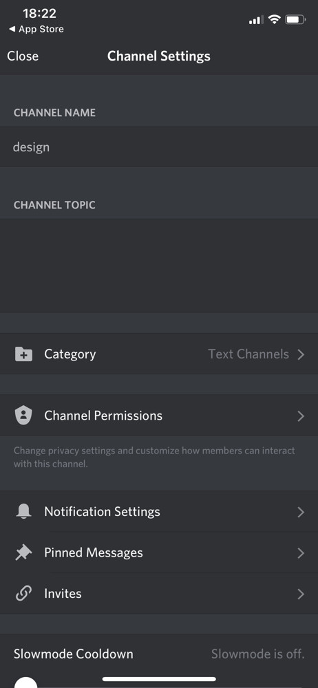 Discord Channel settings screenshot
