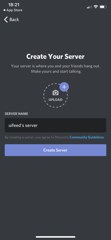 Discord Create server screenshot