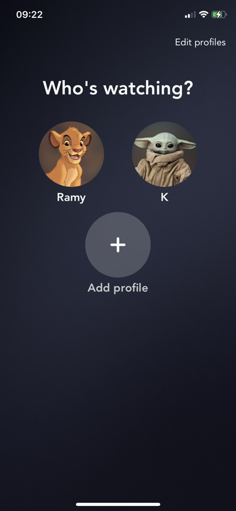 Disney+ Select profile screenshot