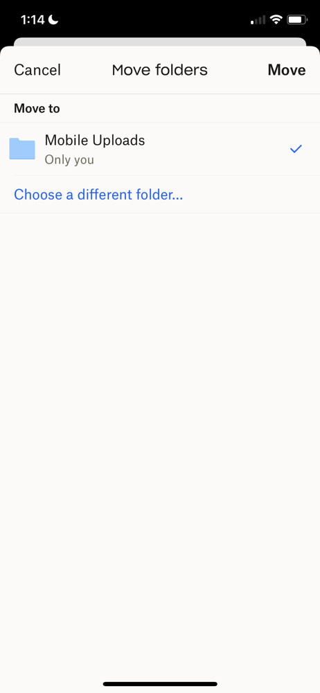 Dropbox Move item screenshot