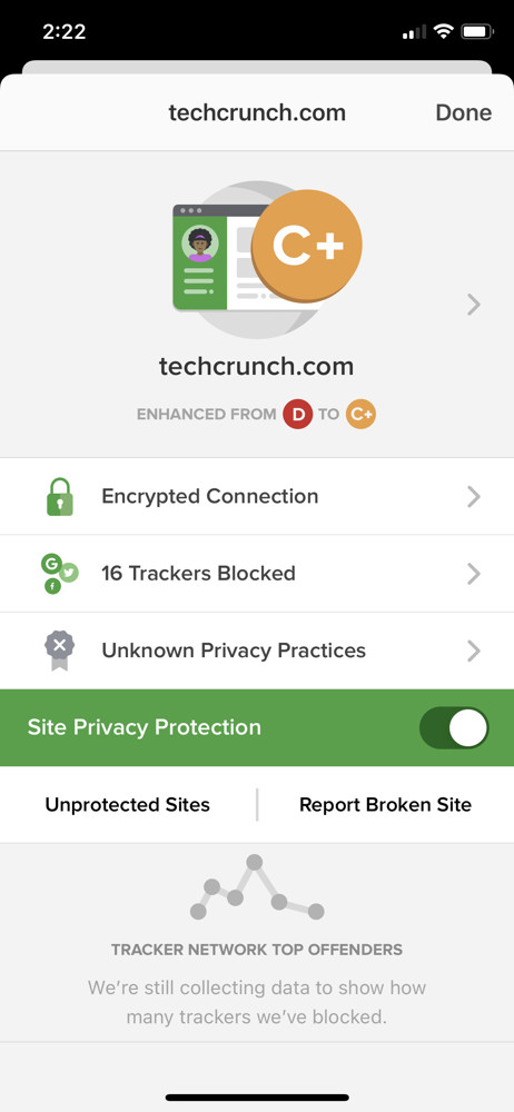 DuckDuckGo Privacy settings screenshot