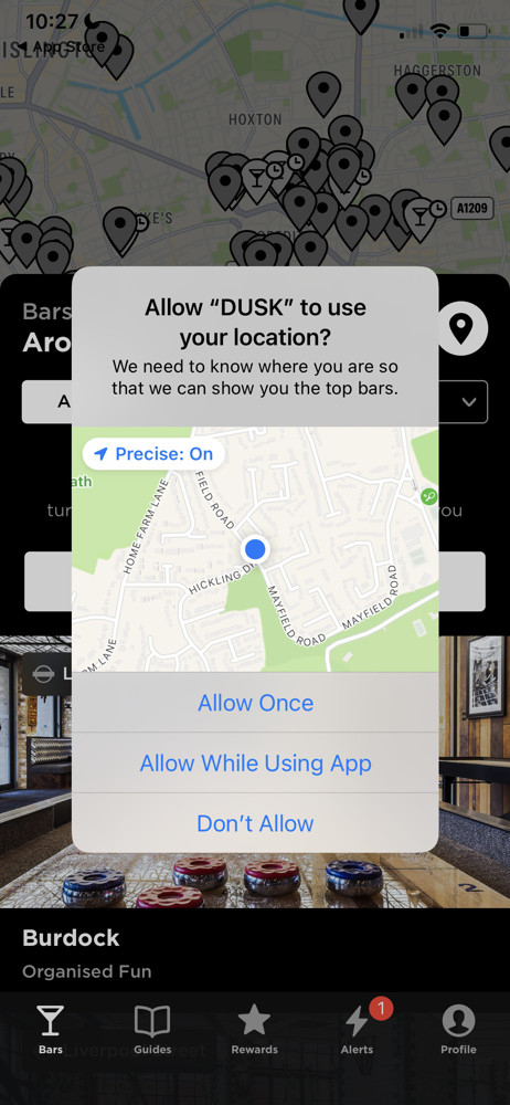 Dusk Enable location services screenshot