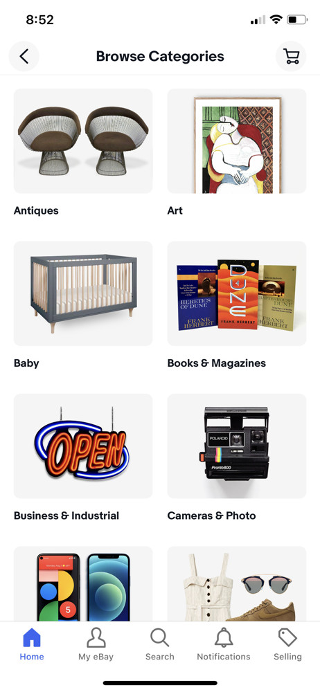 eBay Categories screenshot